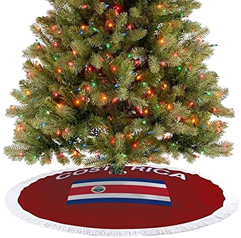 דגל המדינה של קוסטה ריקה עץ חג המולד מחצלת חצאית עץ עץ עץ עם גדילים לקישוט חג המולד של מסיבת חג 48 x48