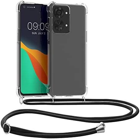 CWMobile Crossbody Case התואם ל- OnePlus Nord 2T 5G Case - כיסוי טלפון TPU ברור עם רצועת כבל שרוך - שקוף/שחור
