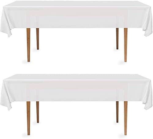 דקוראק 2 מפות שולחן מלבניות-פלסטיק ללא פלסטיק, 54 על 108 אינץ', מלבן בד כיסוי לשולחן אוכל למסיבות, פיקניק, קמפינג וחיצוני, חד פעמי או