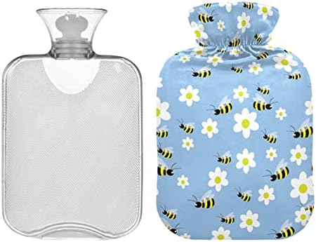 בקבוקי מים חמים עם כיסוי דבורים פרחים חם מים תיק עבור כאב הקלה, פציעות ספורט, חם מים מיטת חם 2 ליטר