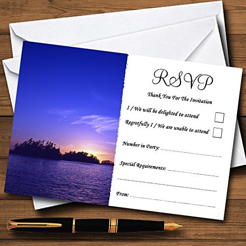 כרטיסי RSVP בהתאמה אישית של חוף סגול כחול סגול