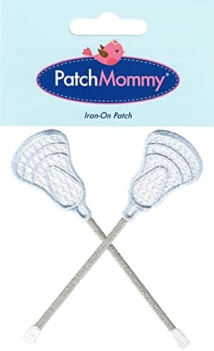 PatchMommy Lacrosse מקלות ספורט טלאים, ברזל על/תפור - אפליקציות לילדים תינוק