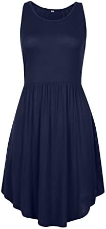 שמלות קיץ פרגיות לנשים 2022 עם כיס ללא שרוולים/הדפס פרחוני שמלת טוניקה קצרה שמלת מיני מזדמנת שמלה