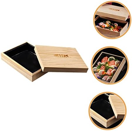Zerodeko 1 סט מרכיבים יפניים קופסא מעץ מיכלים חד פעמיים מכולות חד פעמיות עם מכסים קופסאות בנטו חד פעמיות קופסאות אחסון פיקניק מחזיק מזון