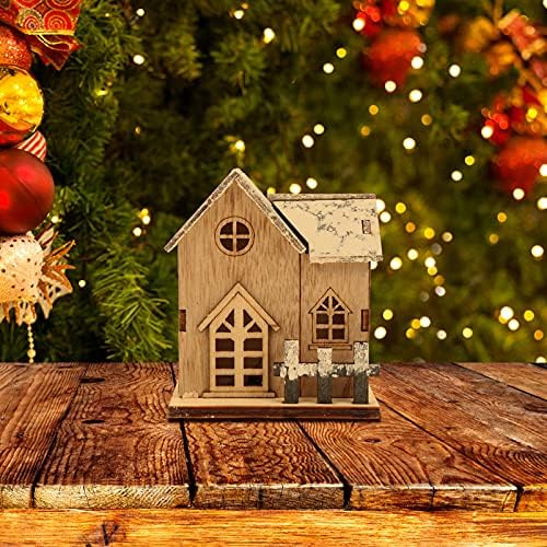 חג המולד מואר בתים הוביל אור עד חג המולד בית כפר שלג חג המולד שולחן סידורי מדף קישוטים