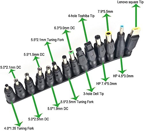 מחשב נייד Aceyoon DC ערכות מתאם חשמל 38 PCS אוניברסלי 5.5 ממ x 2.1 ממ DC AC AC מתאם כוח מחבר עבור ערכות ג'ק תקע של ThinkPad Supply Spack