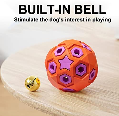 כדור צעצוע של כלבים - כדורי גורים חורקים - צעצועים לעיסת חיות מחמד לניקוי שיניים ואימונים, צעצועים לכלבים לעיסות אגרסיביות