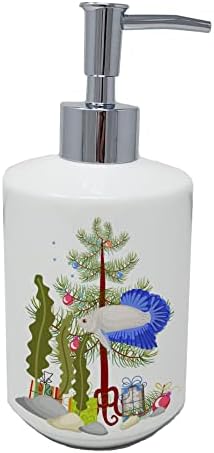 אוצרות קרוליין CK4531SOAP PLAKAT BETTA מתקן סבון קרמיקה לחג המולד שמח, בקבוקי משאבה של מתקן סבון יד למטבח אמבטיה, מיכל סבון נוזלי ריק,