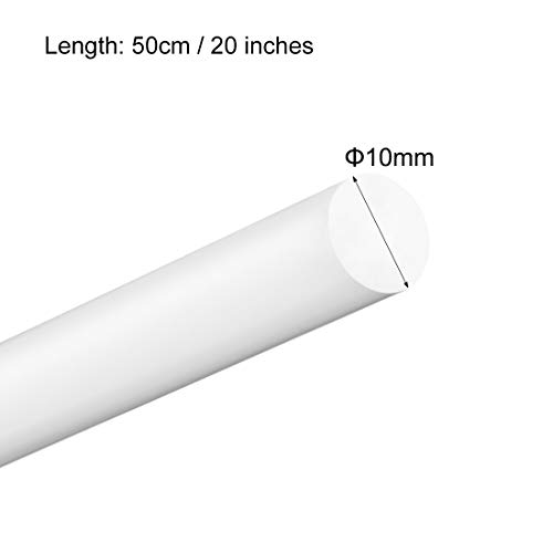 UXCell 2PCS מוט עגול מוט פלסטיק 3/8 אינץ 'אורך 20 אינץ