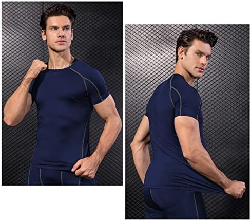 WRAGCFM 3 חבילה דחיסת גברים אתלטית חולצות שרוול קצר ， אימון מגניב יבש יבש חולצות טריקו ספורט