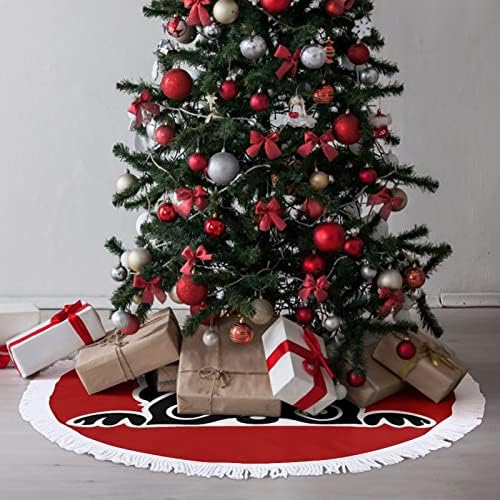 חצאית עץ חג המולד של בוסטון טרייר חמוד חג המולד חג המולד מחצלת ציצים קישוטים לקישוטים למסיבת חג 30/36/48 אינץ '
