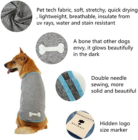 חולצת כלבים וחתולים של דג'ידלי בבד טק עם הדפסים זוהרים, בגדי חיות מחמד לכלבים גדולים, בינוניים וקטנים, 2 חבילה של חולצות טריקו פונקציונליות