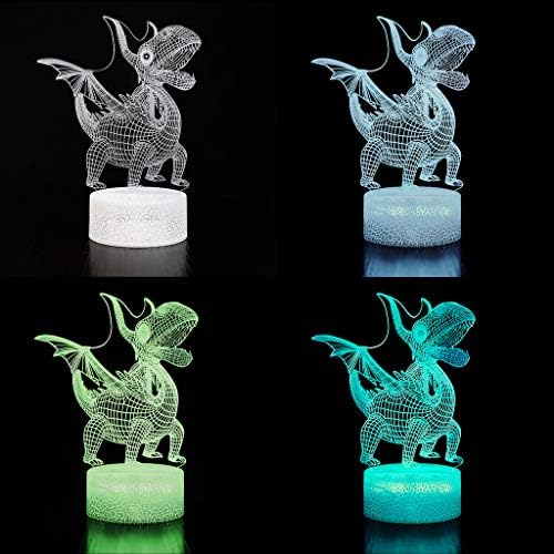 איקוויס דרקון אור 3 ד', תאורת אשליה אופטית מנורת שולחן דרקון עם 7 צבעים וחיישן מגע, מתנת דרקון לילדים, בנים ובנות