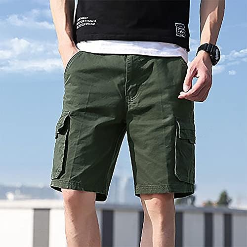 אופנה של גברים אוברמאל בצבע אחיד עבודה מכנסיים מכנסי כיס מכנסיים כותנה סרבלים מכנסיים קצרים