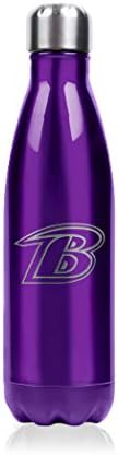 בקבוק מים נירוסטה NFL - בידוד אטום אטום קיר כפול - הוכחת דליפה - לוגו צוות חרוט לייזר מדויק - גימור מתכתי, 17 גרם