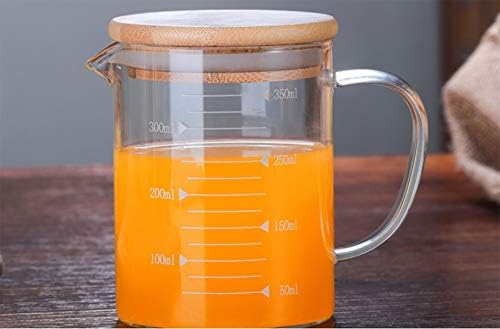 קינוז בוגר כוס ספל עם ידית עמיד במבוק מכסה בורוסיליקט זכוכית רב פונקצית מזון כיתה מדידת כוס 350 מ ל