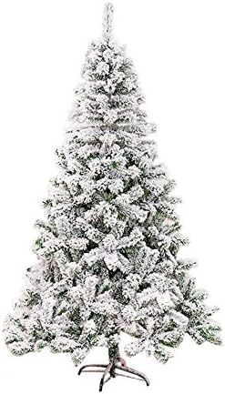 ZPEE לבן PVC עץ חג המולד, שלג מלאכותי נוהר עץ אורן צירים עם עמדת מתכת קל להרכבה קישוט חג המולד לא-1.5 מ '