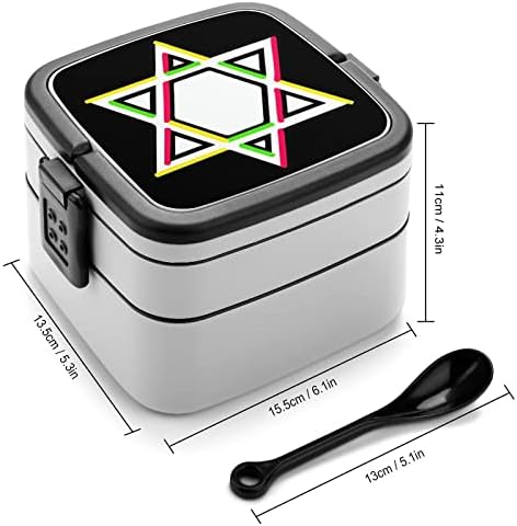 כוכב יהודי צבעוני שכבה כפולה שכבה בנטו קופסא מכולות ארוחות עם ידית נייד לעבודה משרדית