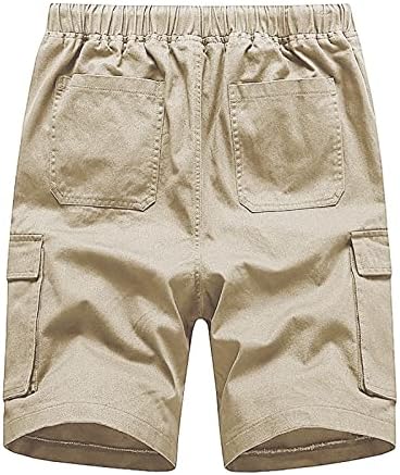 מכנסי מטען לגברים קצרים מזדמנים מכנסי טרנינג רופפים מוצקים רופפים מותניים אלסטיים משיכה מרובי כיסים מכנסיים באורך בינוני