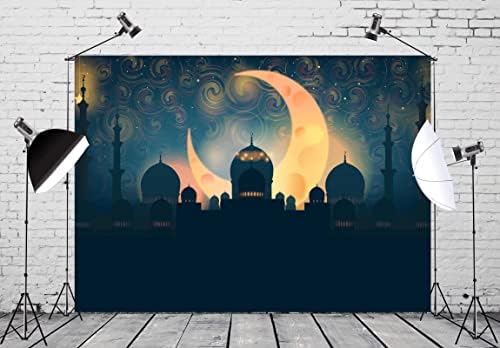 בד קורפוטו 9x6ft קישוטים לתפאורה רמדנית למסגרת צילום צילום מסגד איסלאמי דפוס ירח עיד פסטיבל מוסלמי פסטיבל צום חודש צום פחות קיר בירם תלויה