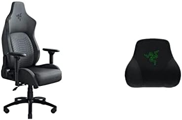 כיסא משחק של Razer Iskur PC, סטנדרט, בד אפור כהה וכרית ראש, שחור