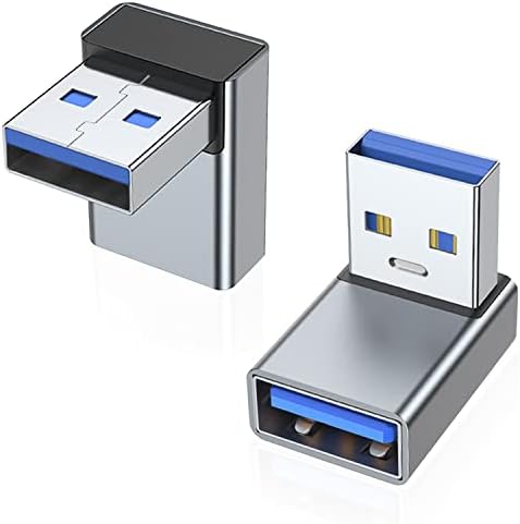 ARME 90 מעלות USB 3.0 מתאם 2 חבילה, זווית שמאל וימין USB זכר לממיר נשי ממיר למחשב, מחשב נייד, USB מטען, בנק כוח ועוד
