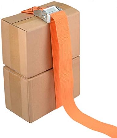 UXCell קושרת רצועה רצועה אבזם רצועת ריסוד 1.5 x 2.6ft 1100 קילוגרם 500 קג עומס פוליפרופילן להעברת מטען, תפוז, חבילה של 2