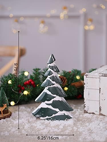 Qiaoidea עץ חג המולד החדש של שולחן השולחן, סט של 2 קישוטים לעץ חג המולד מעץ קישוטים לחג המולד של מגש מרכזי מרכזי מדף מנטל אח אח קיצן משרד