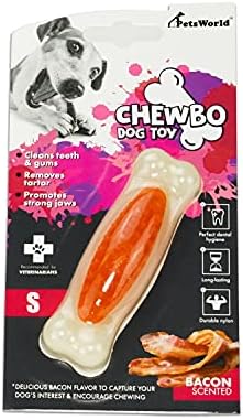 Petsworld Bacon Smoked Dog Chew צעצוע לעיסות קשוחות. מנקה שיניים ומספק בריאות דרך הפה הכללית, לא רעילים, קשוחים, עמידים. לכלבים קטנים/בינוניים-
