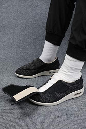 נעליים סוכרתיות של גריגובו לגברים קשישים וולקרו רחב לגברים נעלי הליכה סגירה מתכווננת רוחב קל משקל רוחב X ללא החלקה לא סניקרס כרית אוויר