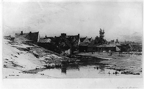 צילום היסטורי: בתים ישנים ליד ברוז', בלגיה, נחל, בתים, 1880-1900, צ ' רלס אדמס פלאט