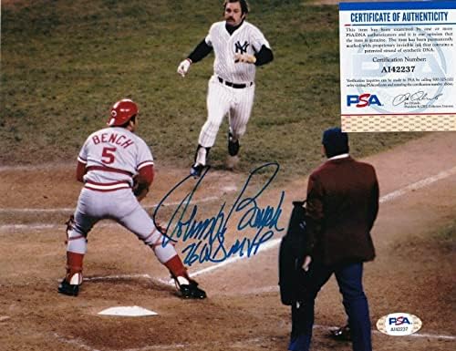 ג'וני בנץ 'סינסינטי אדומים 1976 WS MVP PSA פעולה מאומתת חתומה 8x10 - תמונות MLB עם חתימה