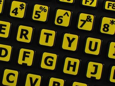 אנגלית ארהב צהוב גדול אותיות מקלדת מדבקות על רקע שחור עבור שולחן עבודה, מחשב נייד ומחברת