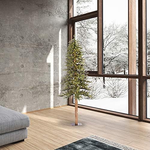 Vickerman 6 'עץ חג המולד המלאכותי האלפיני הטבעי, אורות ליבון ברורים - עץ חג המולד פו - עיצוב בית מקורה עונתי