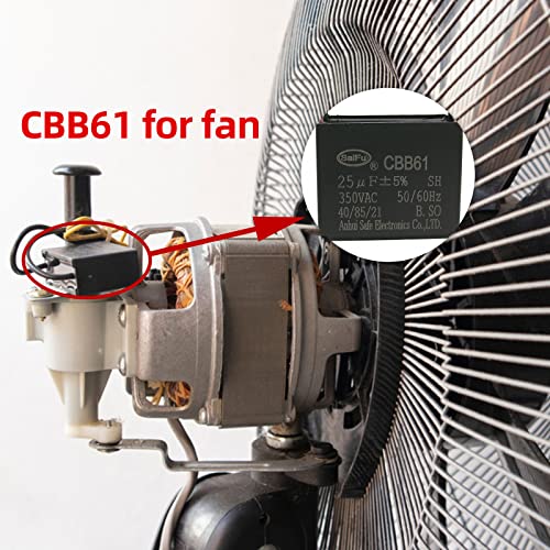 Akzytue CBB61 קבל 25UF 350V מאוורר תקרה AC 2 חוט 50/60Hz להפעלת מנוע משאבת מחולל מאוורר חשמלי