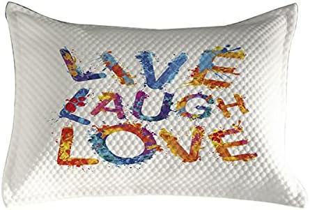 Ambesonne Live Luce Love Love Pillowsuver כרית, צבעי מים צבעי צבע סגנון אמנות אותיות משמחות כתיבת גראנג 'מזויפת, כיסוי כרית מבטא קינג