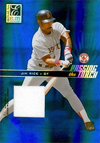 שחקן ג'ים רייס משולש ג'רזי טלאי כרטיס בייסבול 2004 דונרוס עלית מעביר את הלפיד הכחול השבירה PT15 LE 162/200 - משחק MLB משומש