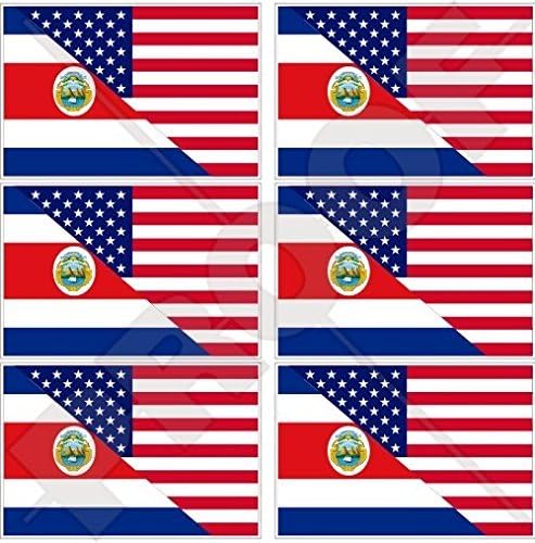 ארהב ארצות הברית של אמריקה וקוסטה ריקה טיקו, דגל המדינה האמריקאית-קוסטה ריקה 40 ממ טלפון נייד טלפון נייד ויניל מיני מדבקות, מדבקות x6