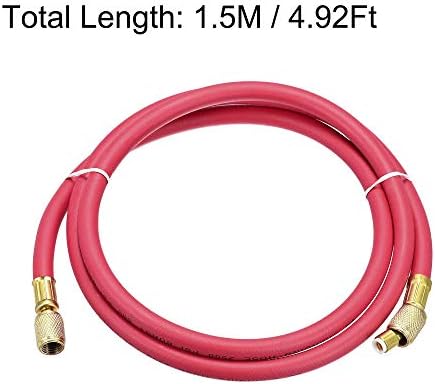צינור טעינה של קירור UXCell, 1/4 חוט SAE 4.92ft אורך 500psi צינורות HVAC, לתחזוקת קירור מזגן ביתי, אדום