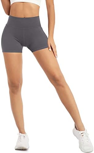Mirity Stallic Yoga Biker מכנסיים קצרים לנשים - 4 אימון אריזות מפעיל סטרץ 'מכנסי כדורעף מותניים גבוהים עם כיסים