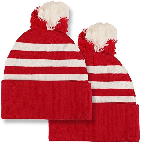 כובע כפת שרוול עם פסים בצבע אדום לבן - פס לבן אדום-2 מארז