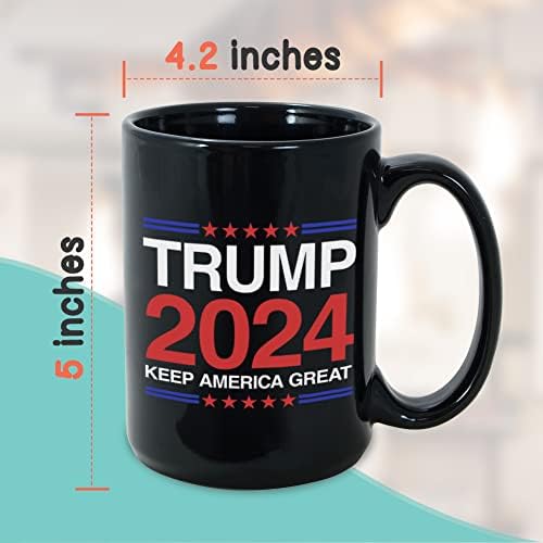 דונלד טראמפ קפה ספל 15 עוז, לשמור אמריקה נהדר 2024 קמפיין נשיא בחירות הצבעה מצחיק קרמיקה מתנת כוס עבור טראמפ תומכים, שחור