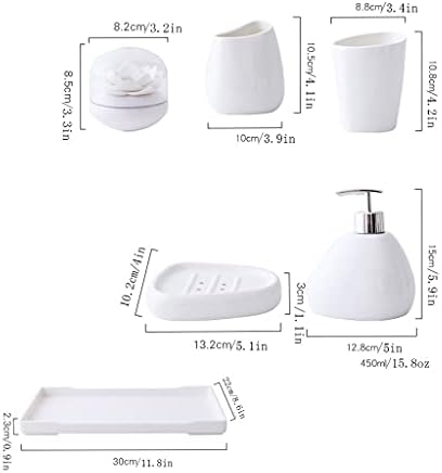 מתקן סבון נורדי תבנית שיש קרמיקה סט אביזרי אמבטיה, ערכות אמבטיה עם 7 חלקים מתקן סבון מחזיק שיניים מחזיק סבון סבון קופסת ספוגית ומתקן סבון