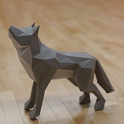 זאב יצירתי מראה דגם נייר תלת ממדי גיאומטרי ביתי נייר נייר צעצוע